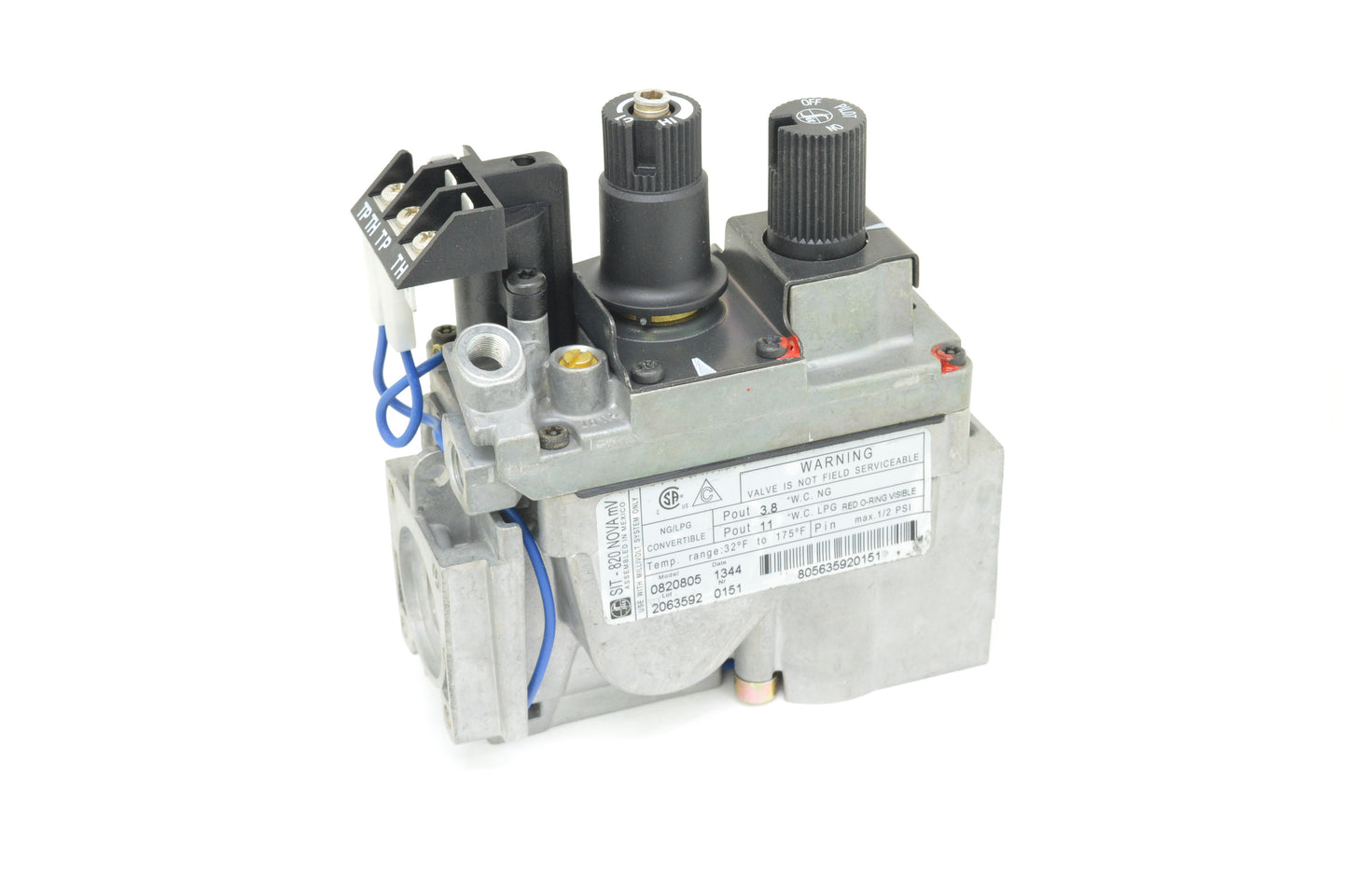 SIT 820 T-Pile Only Millivolt Valve 50% Turndown (Natural Gas - Propane Convertible)