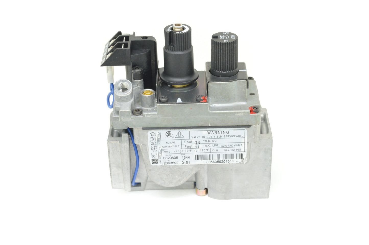SIT 820 T-Pile Only Millivolt Valve 50% Turndown (Natural Gas - Propane Convertible)
