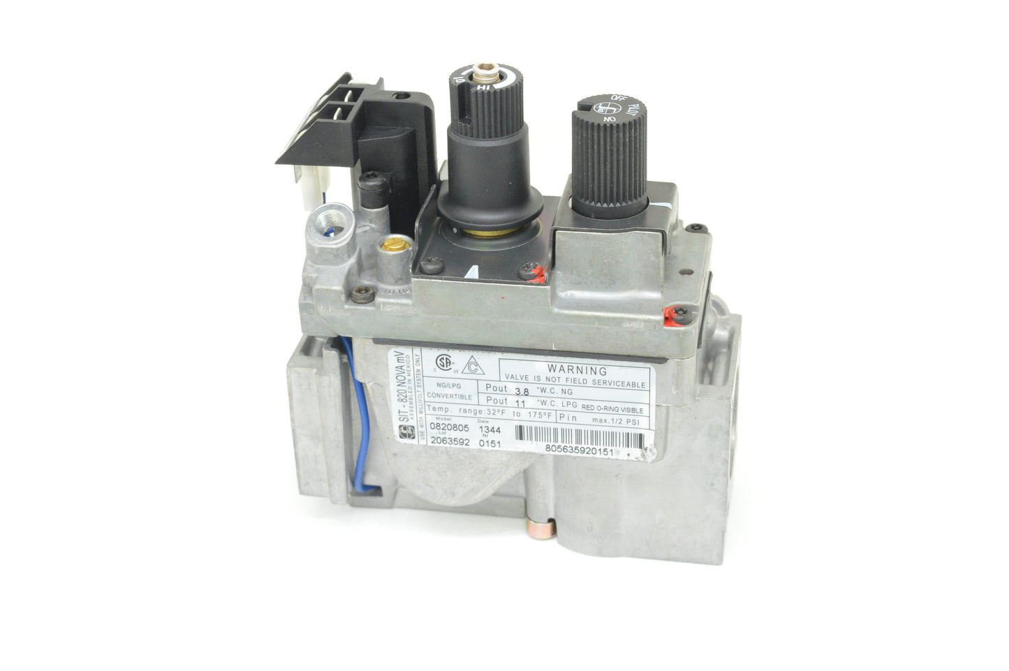 SIT 820 T-Pile Only Millivolt Valve 50% Turndown (Natural Gas - Propane Convertible)