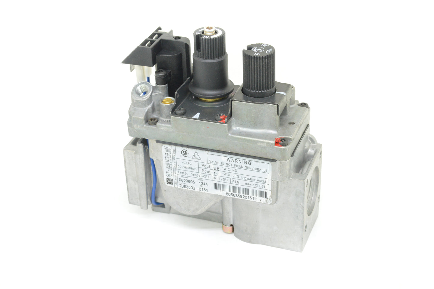 SIT 820 T-Pile Only Millivolt Valve 50% Turndown (Natural Gas - Propane Convertible)