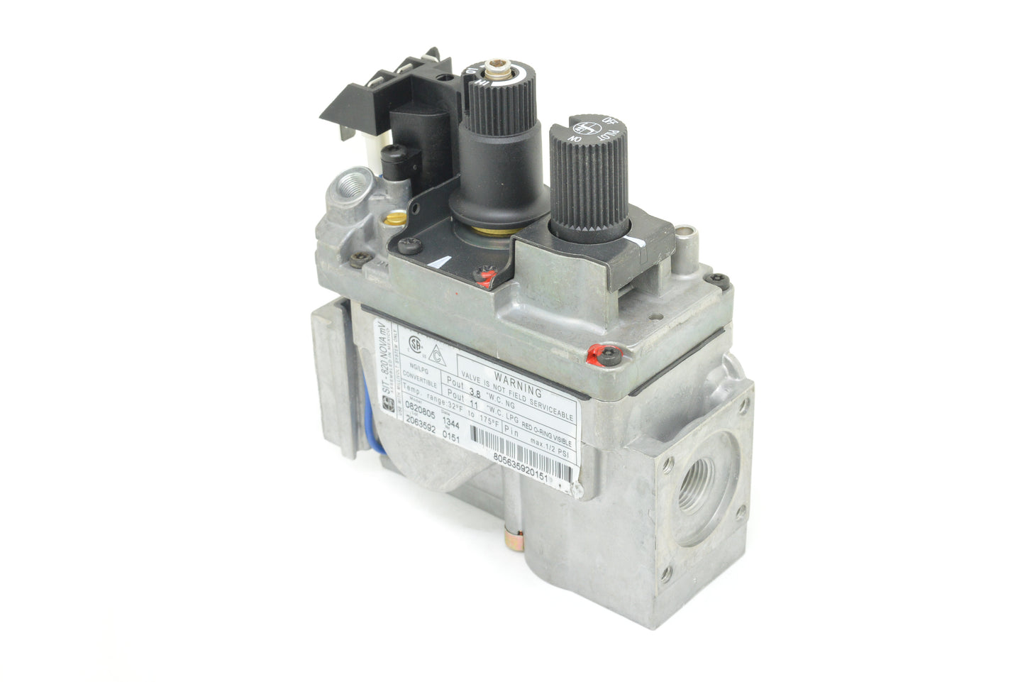 SIT 820 T-Pile Only Millivolt Valve 50% Turndown (Natural Gas - Propane Convertible)