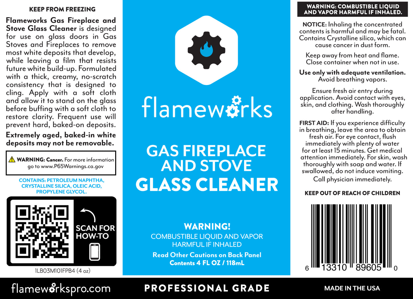 Flameworks 4oz Glass Cleaner