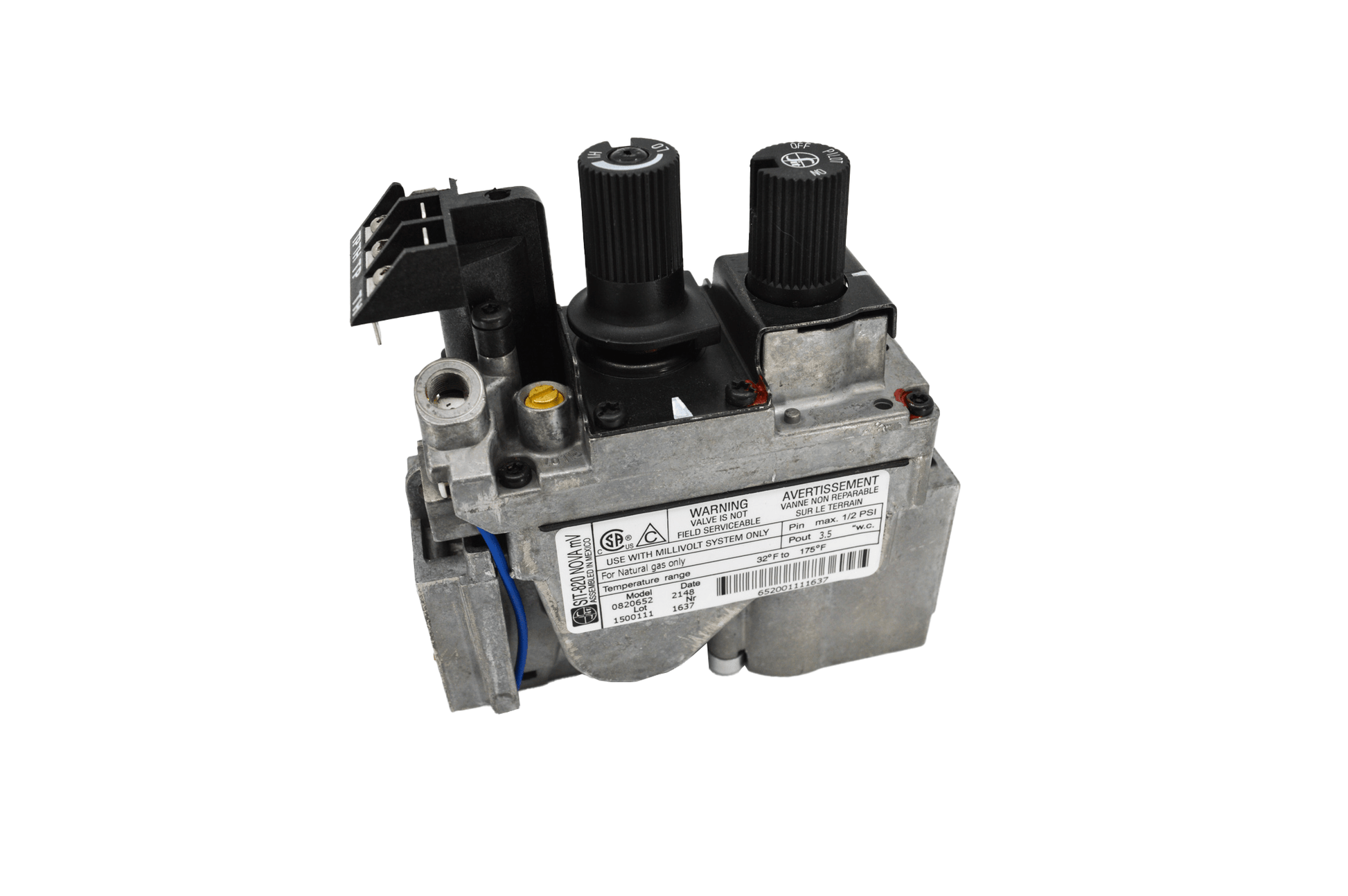 SIT 820 Series Millivolt Fireplace Valve 30% Turndown Natural Gas - Fire - Parts.ca