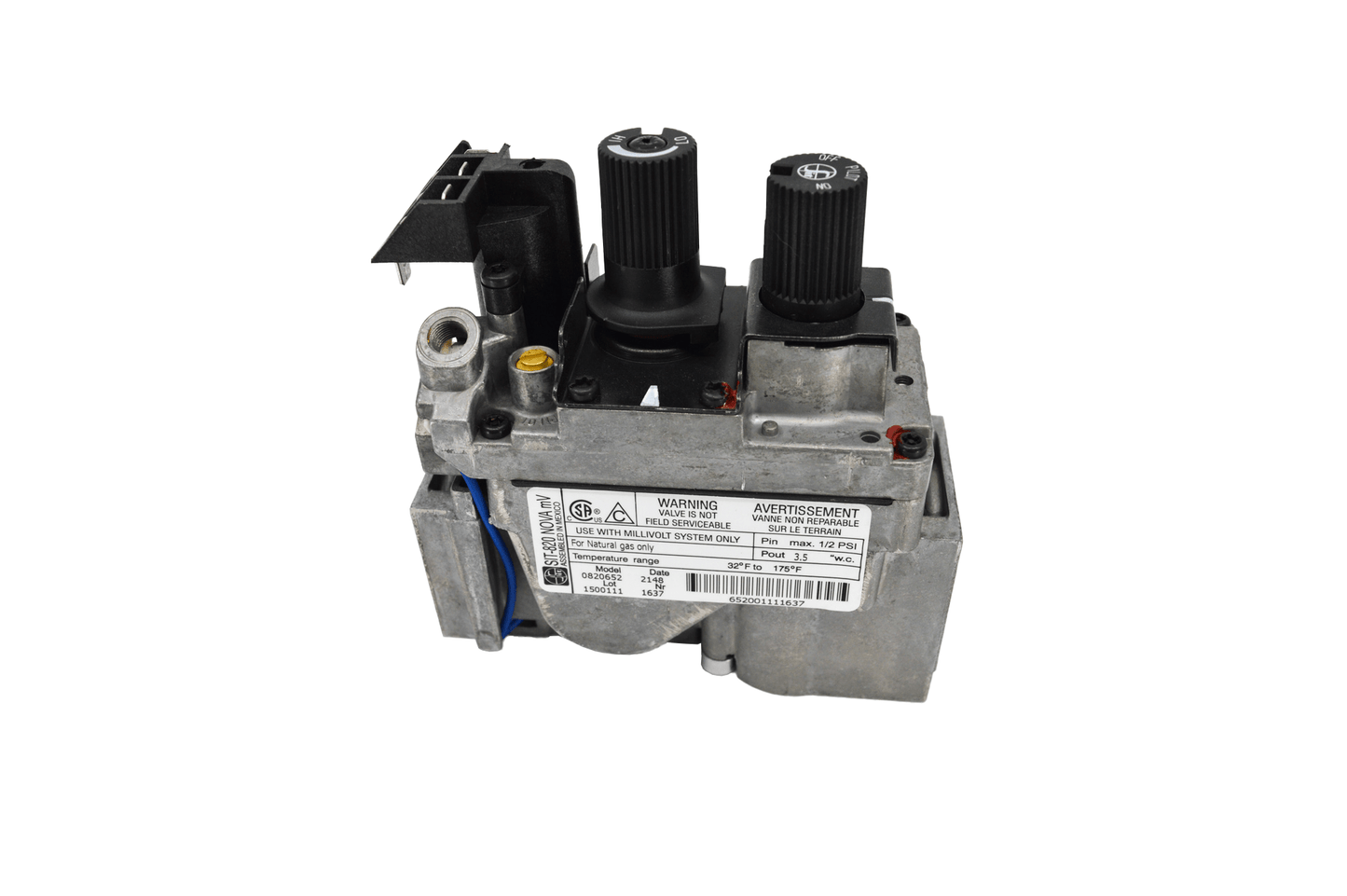 SIT 820 Series Millivolt Fireplace Valve 30% Turndown Natural Gas - Fire - Parts.ca